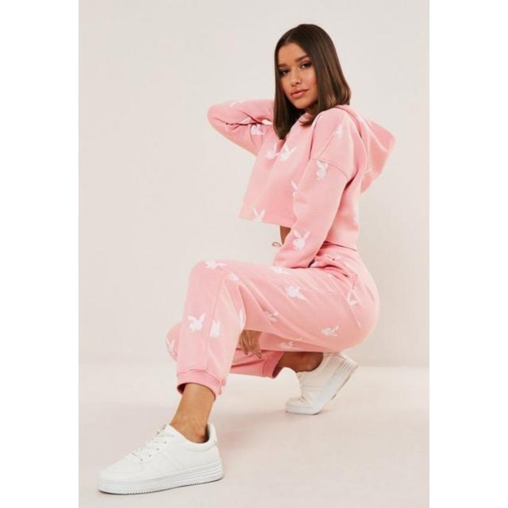 MISGUIDED PINK PLAYBOY BUNNY SWEATSUIT SIZE SMALL *PANTS INCLUDED*
